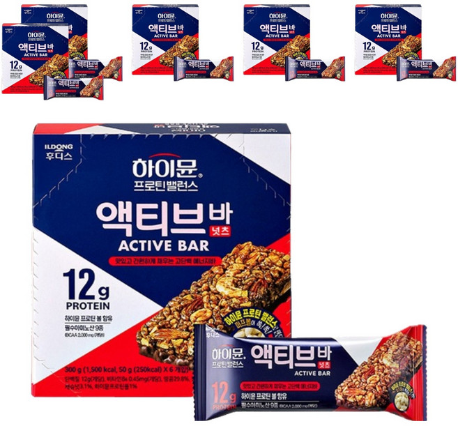 하이뮨 프로틴밸런스 액티브 바 넛츠 6p, 300g, 6개