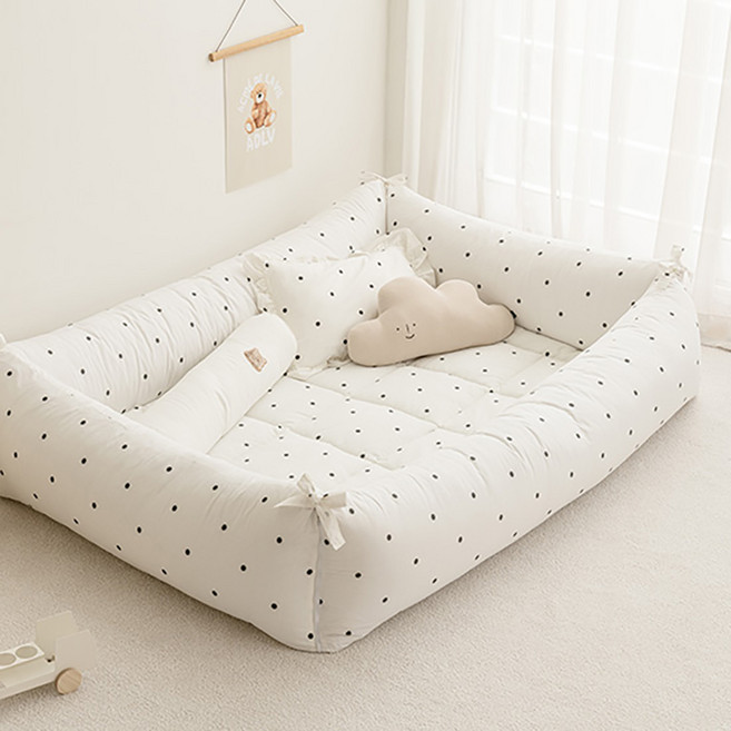 shez Home 純棉防撞床圍靠枕 含枕芯, 奶油白