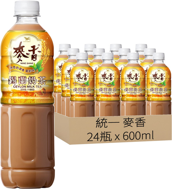 統一 麥香 錫蘭奶茶, 600ml, 24瓶