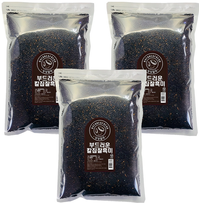 싱싱잡곡 부드러운 칼집 찰흑미, 3kg, 3개