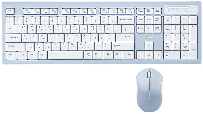로이체 2.4GHz 저소음 무선 키보드 마우스 콤보 세트, Blue, RX-3200, 일반형