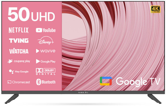 와이드뷰 4K UHD 구글 3 스마트TV, 127cm(50인치), WGE50UT1, 스탠드형, 고객직접설치