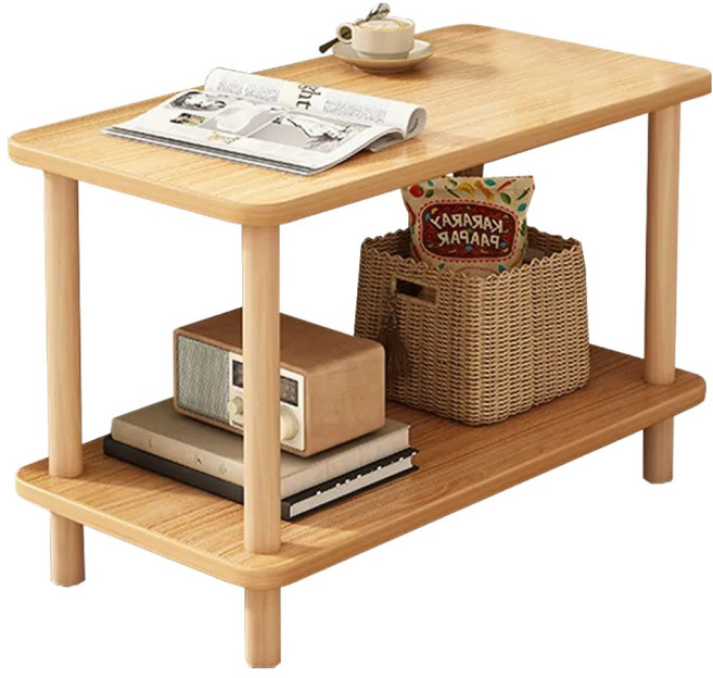 簡約多功能客廳雙層茶几 FT-032T, 原木色