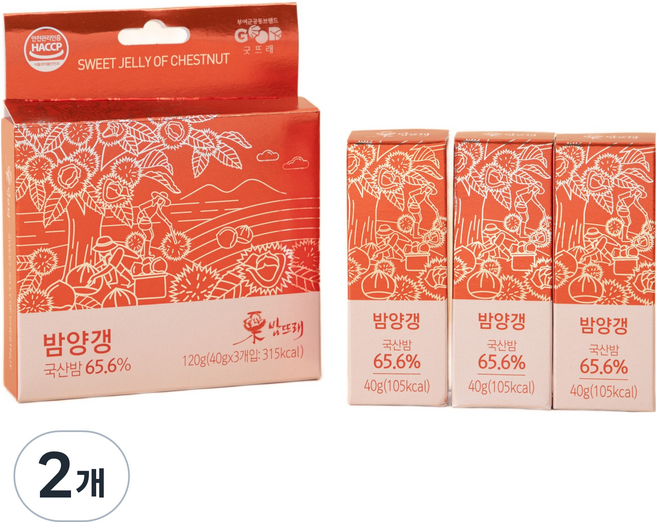 밤뜨래 밤양갱 3p, 120g, 2개