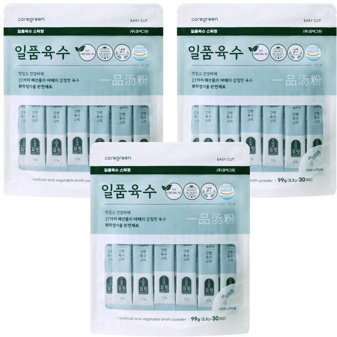 요릿 일품육수 파우치 30p, 99g, 3개