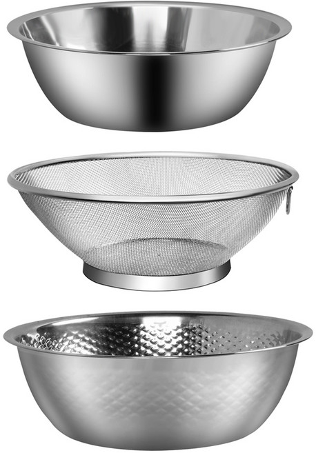 키에 원형 메쉬 스텐 채반 + 믹싱볼 2종 세트, 혼합색상, 1세트