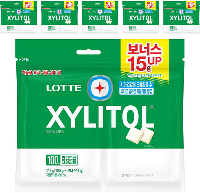 롯데자일리톨 오리지날 껌 리필, 115g, 6개
