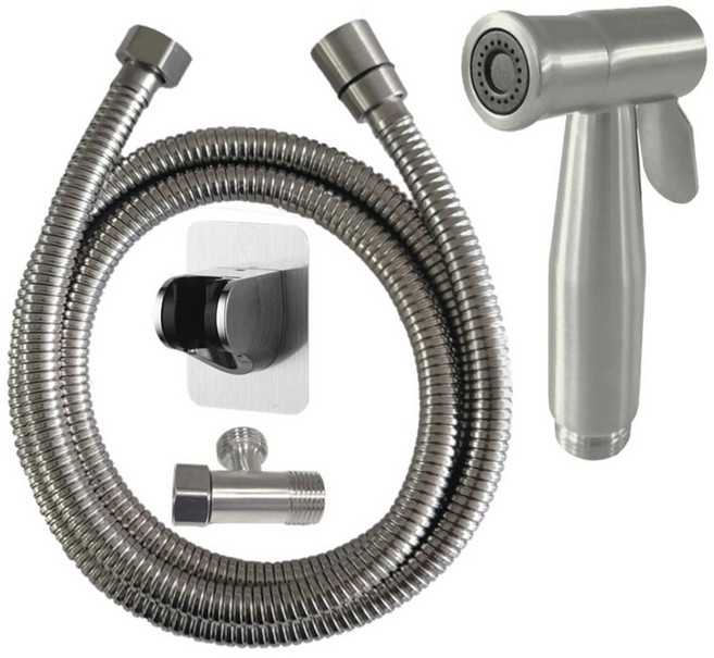 LEADER 麗達 多用途不鏽鋼強力清潔沖洗全配組 搭黏貼掛座 NA102-15 1.5m 480g, 銀色, 1個