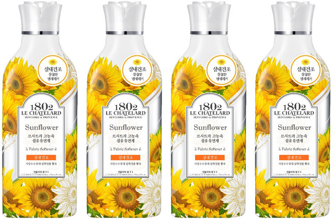 르샤트라1802 실내 건조 섬유유연제 선플라워 본품, 1L, 4개