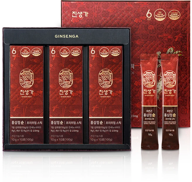 진생가 홍삼정 순 프리미엄 스틱 + 쇼핑백, 300g, 1박스 - 쿠팡