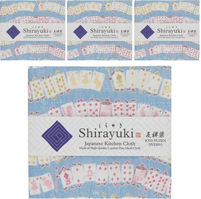 ShirayukiFuukin 友禪染多用途白雪拭巾 夢遊仙境 藍色, 4條