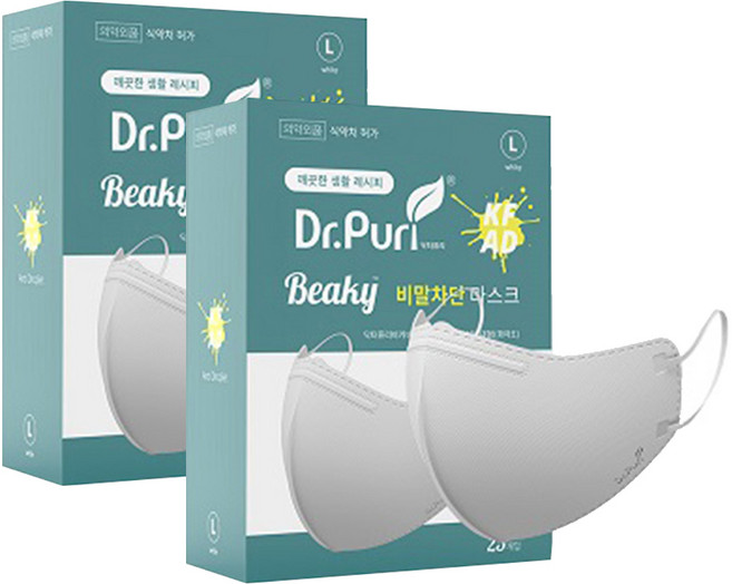 닥터퓨리 비키 비말차단 마스크 대형 KF AD, 25개입, 2개, 화이트