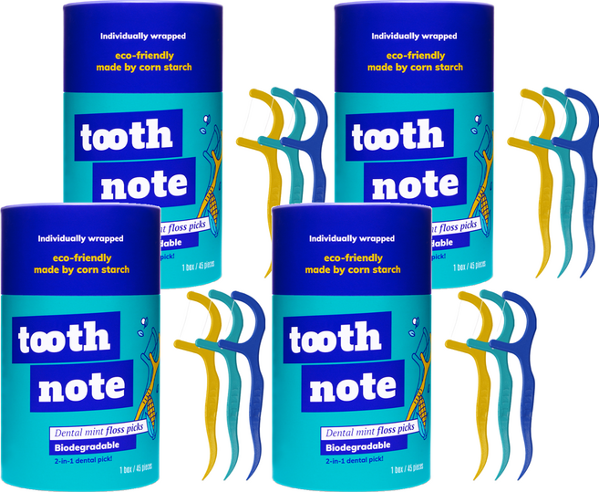 투스노트 덴탈 민트 일회용 치실, 17cm, 45개입, 4개