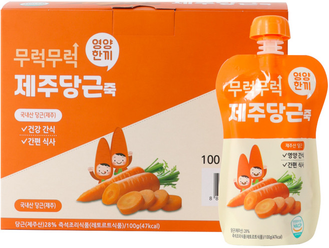이유케어스 무럭무럭 키즈죽, 당근맛, 7개, 100g