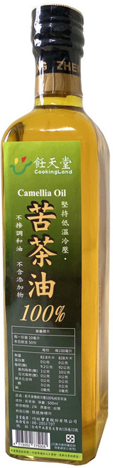 CookingLand 飪天堂 傳統冷壓100%純苦茶油, 500ml, 1瓶
