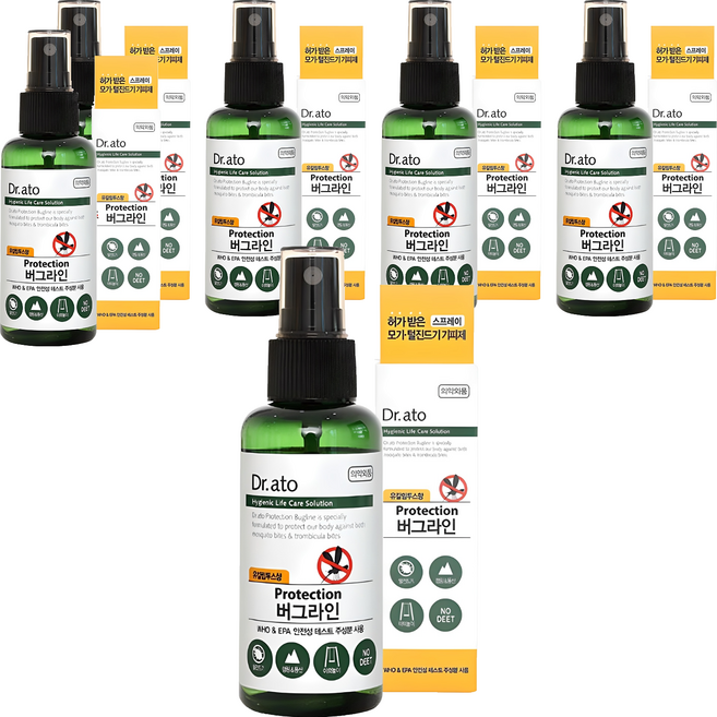 닥터아토 프로텍션 버그라인 해충기피스프레이, 60ml, 6개