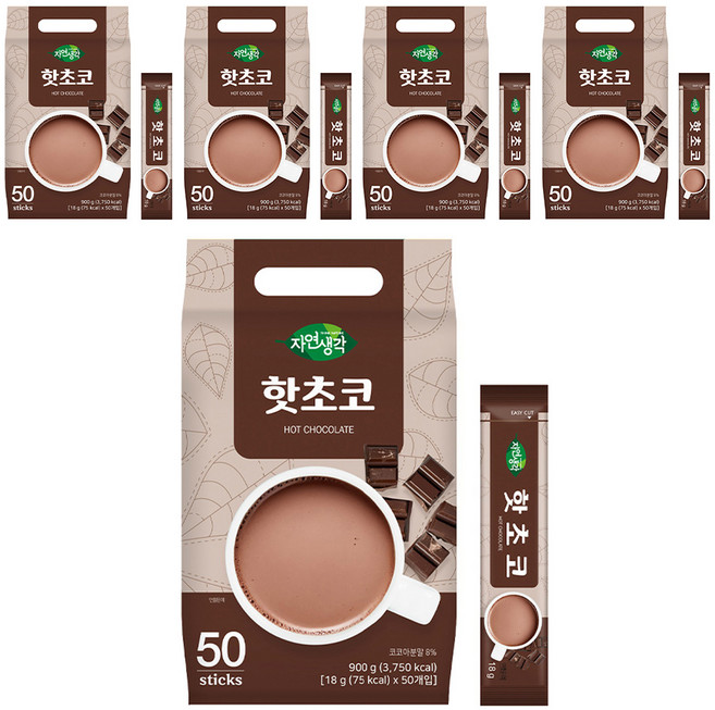 자연생각 핫초코 스틱, 5개, 50개입, 18g