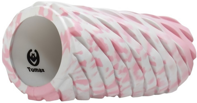 Tumaz 月熊 硬度65D波浪型按摩滾筒 舒緩筋膜 軟硬適中 環保材質 回彈性佳 不易變形 容易清潔, 草莓優格粉, 1個