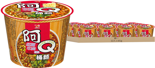 統一 阿Q桶麵 紅椒牛肉風味 101g, 12入