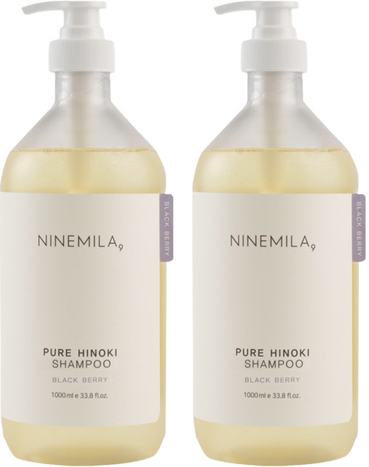 나인밀라 퓨어 히노끼 샴푸 블랙베리 향, 1L, 2개