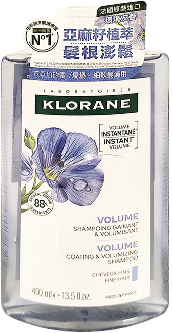 KLORANE 蔻蘿蘭 豐盈澎鬆洗髮精, 400ml, 1瓶