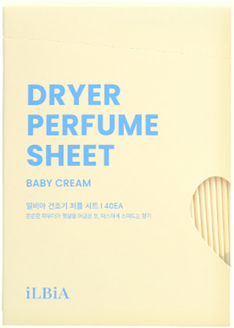 일비아 일반용 건조기 퍼퓸 시트 베이비 크림 향 본품, 40개입, 1개