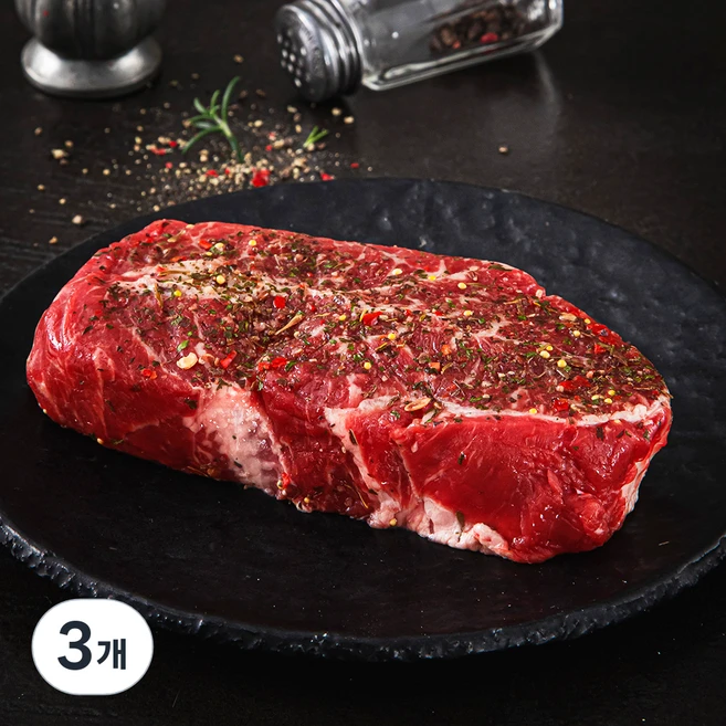 미트엔조이 시즈닝 부채살 스테이크, 180g, 3개 - 쿠팡