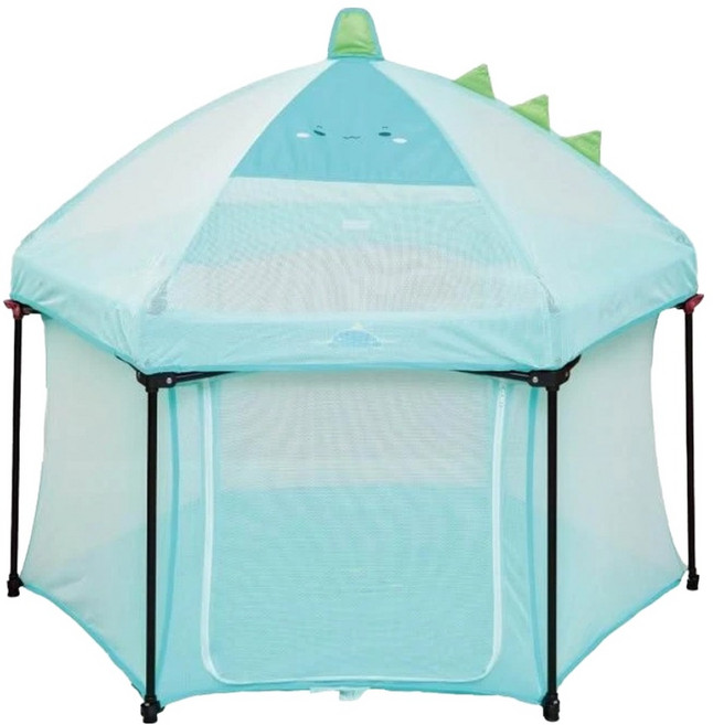 Mang Mang 小鹿蔓蔓 摺疊式兒童遊戲圍欄, 湖水藍恐龍, 1個