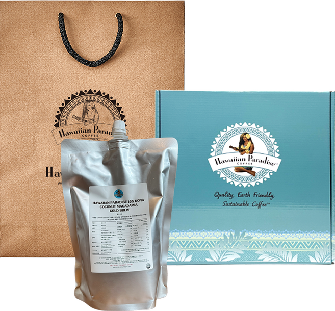 하와이안파라다이스커피 10% 코나 대용량 콜드브루 파우치 코코넛 마카다미아, 1개, 1개입, 1L