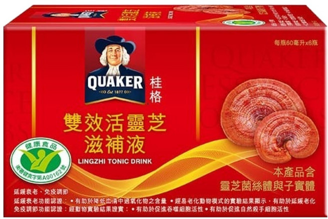QUAKER 桂格 雙效活靈芝, 6瓶, 60ml, 1盒