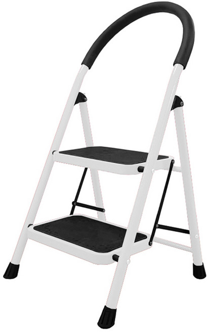 코끼리리빙 접이식 스툴 사다리 A형 2단 화이트, 1개