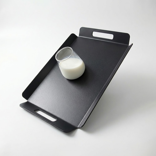 리빙메이트 논슬립 손잡이 카페 쟁반, 블랙, 5개