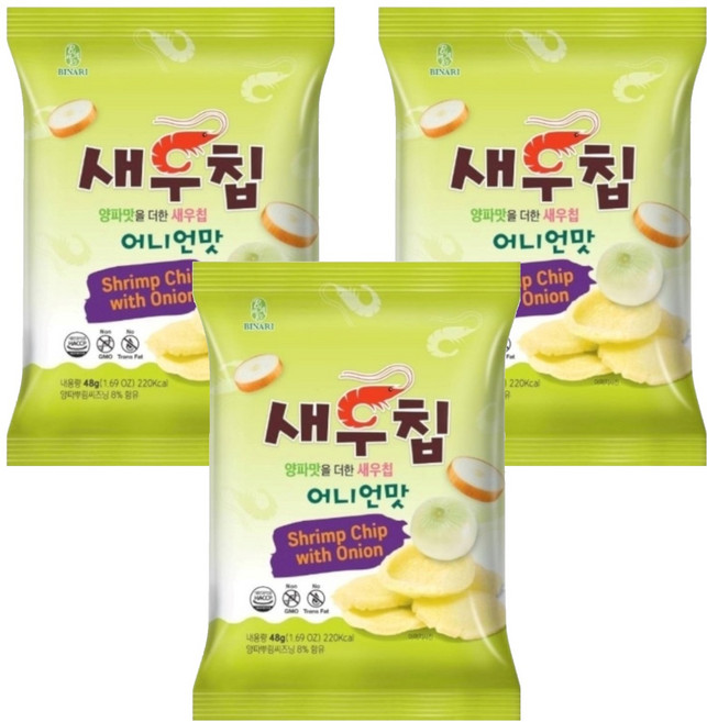 BINARI 洋蔥風味蝦味餅, 48g, 3包