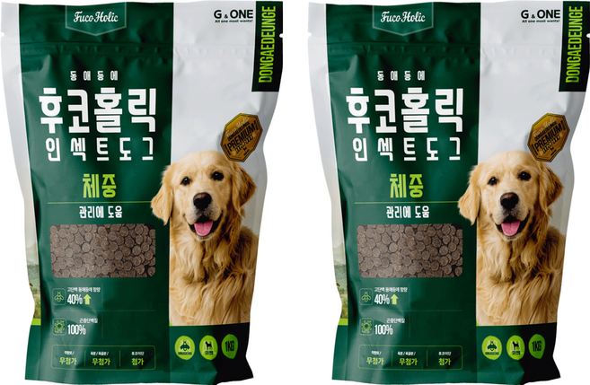 후코홀릭 전연령 도그 동애등에 프리미엄 소프트사료, 다이어트(체중감소), 1kg, 2개