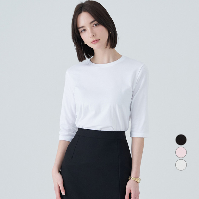 ELLE PARIS 여성용 스트레치 7부 티셔츠