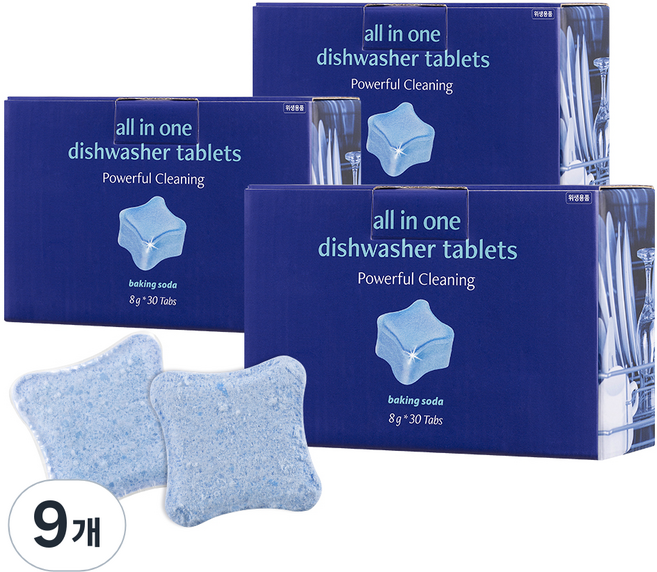 아브카 올인원 식기세척기 세제 베이킹소다 타블렛 30개입, 240g, 9개