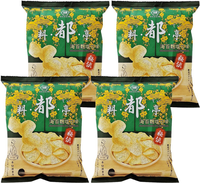 KOIKEYA 湖池屋 料都亭 平切洋芋片 海苔麴塩口味, 60.5g, 4包