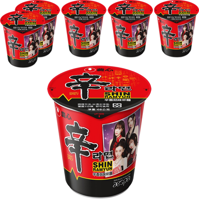 NONGSHIM 農心 辛拉麵 辛香菇味 杯麵 68g, 6入