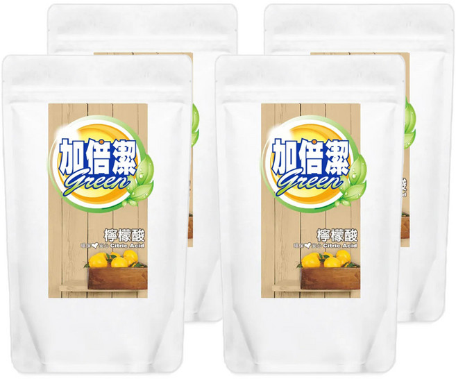 加倍潔 檸檬酸去汙粉 環保安心 有效清洗水垢和尿垢 清潔物體表面, 300g, 4包