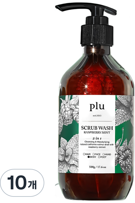 플루 데일리 스크럽 바디워시 라즈베리민트, 500g, 10개