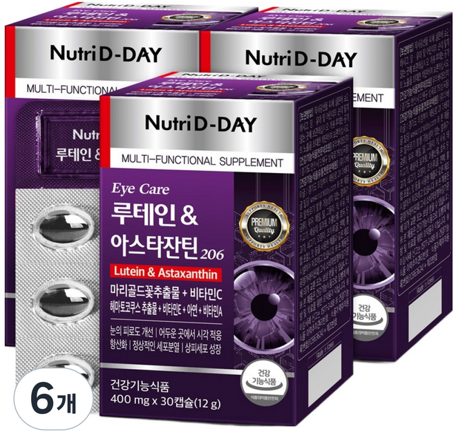 Nutri D-DAY 護眼葉黃素 & 蝦紅素 206 12g, 6個, 30錠