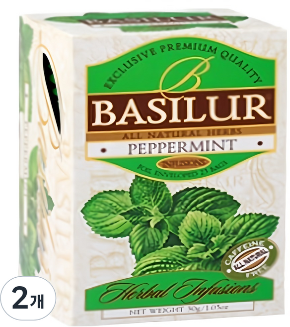 베질루르 페퍼민트 차, 1.2g, 25개입, 2개