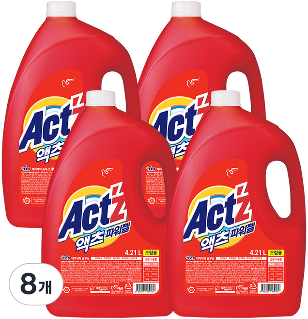액츠 파워젤 드럼용 액상세제 프레시 플로럴향 본품, 4.21L, 1개입, 8개
