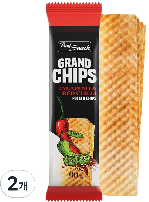 발스낵 그랜드 감자칩 할라피뇨앤칠리, 2개, 90g