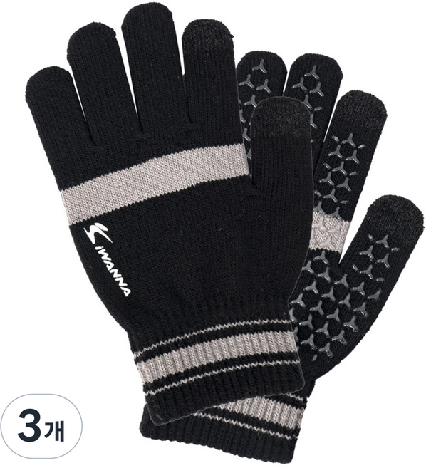 아이워너 스포츠 윈터 글러브 2 스마트폰 터치, 블랙, 3개