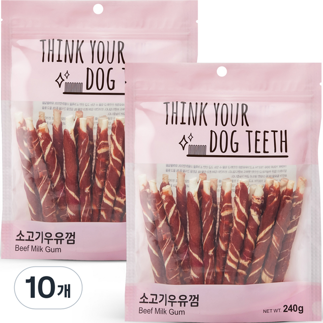 띵크유어도그티 강아지 딩고껌 스틱형 20P, 소고기, 240g, 10개