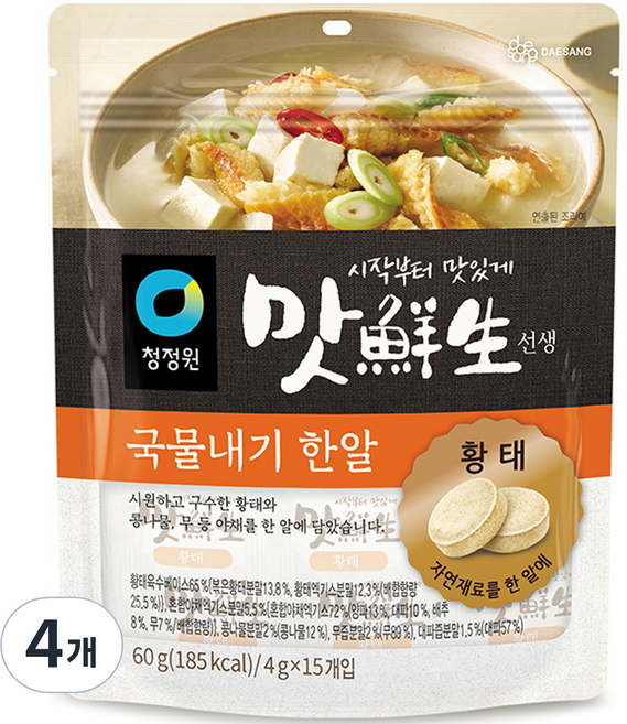 청정원 맛선생 황태 국물내기 한알, 60g, 4개
