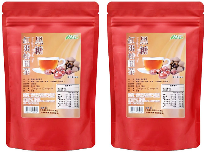 茂格生機 黑糖紅棗桂圓茶, 280g, 1包, 2包