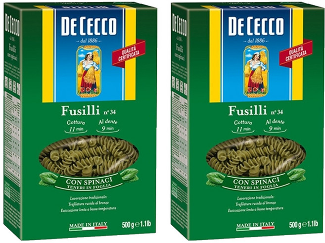 DE CECCO 得科 菠菜螺旋麵, 500g, 2盒