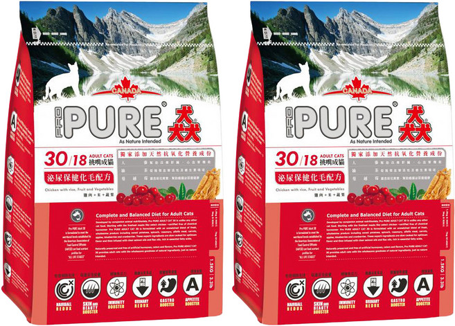 PRO PURE 猋 泌尿保健化毛配方 挑嘴成貓飼料, 2袋